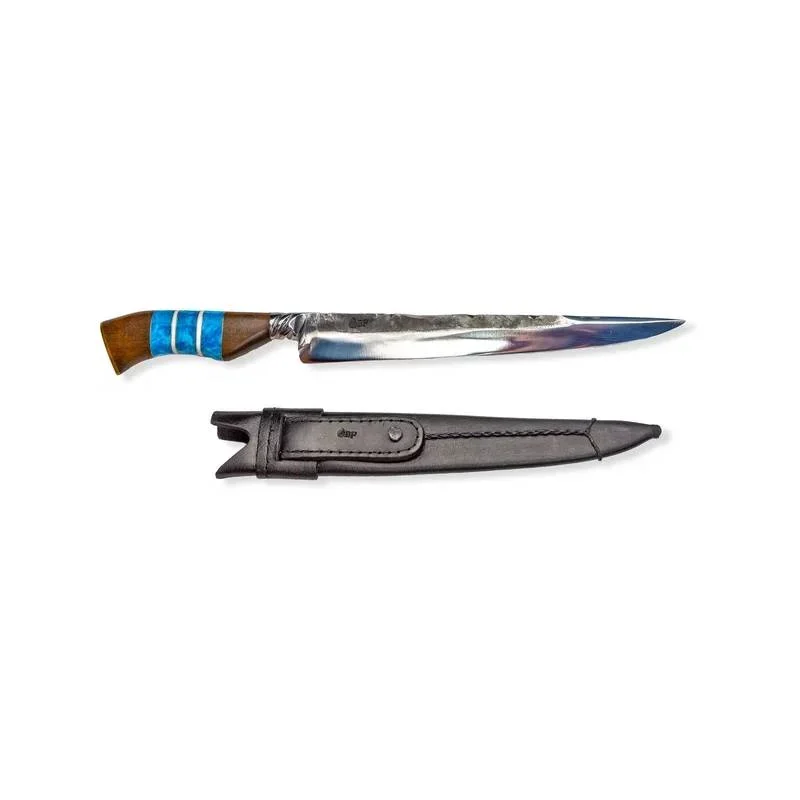 Brazilian-Flame-10-Stainless-Steel-Knife-Blue-Wooden-Handle