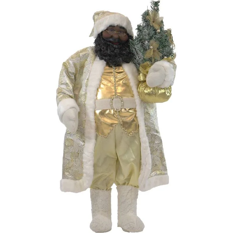 Christmas-Time-36-African-American-Santa-in-White-and-Gold-Outfit-With-Xmas-Tree-1