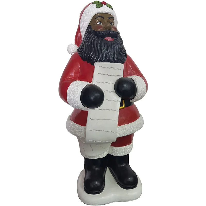 Christmas-Time-36inc-Resin-Traditional-African-American-Santa-Holding-List