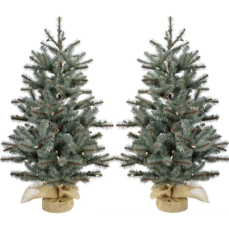 Christmas-Time-3ft-Yardville-Pine-Christmas-Tree-in-Burlap-Bag-with-Battery-LED-Set