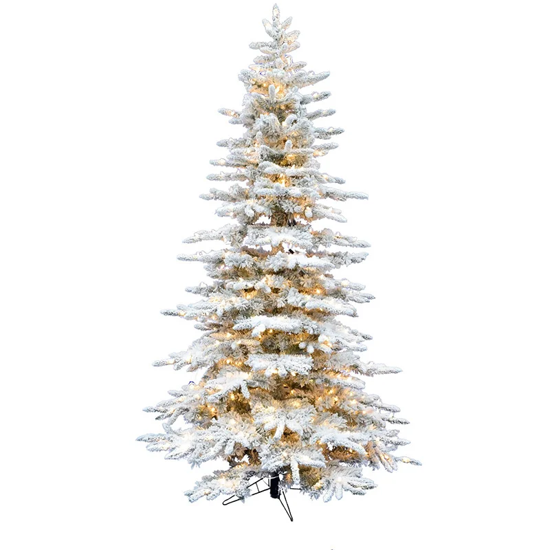 Christmas-Time-Snowy-6-5ft-White-Pine-Christmas-Tree-with-LED-Lights-EZ-Connect