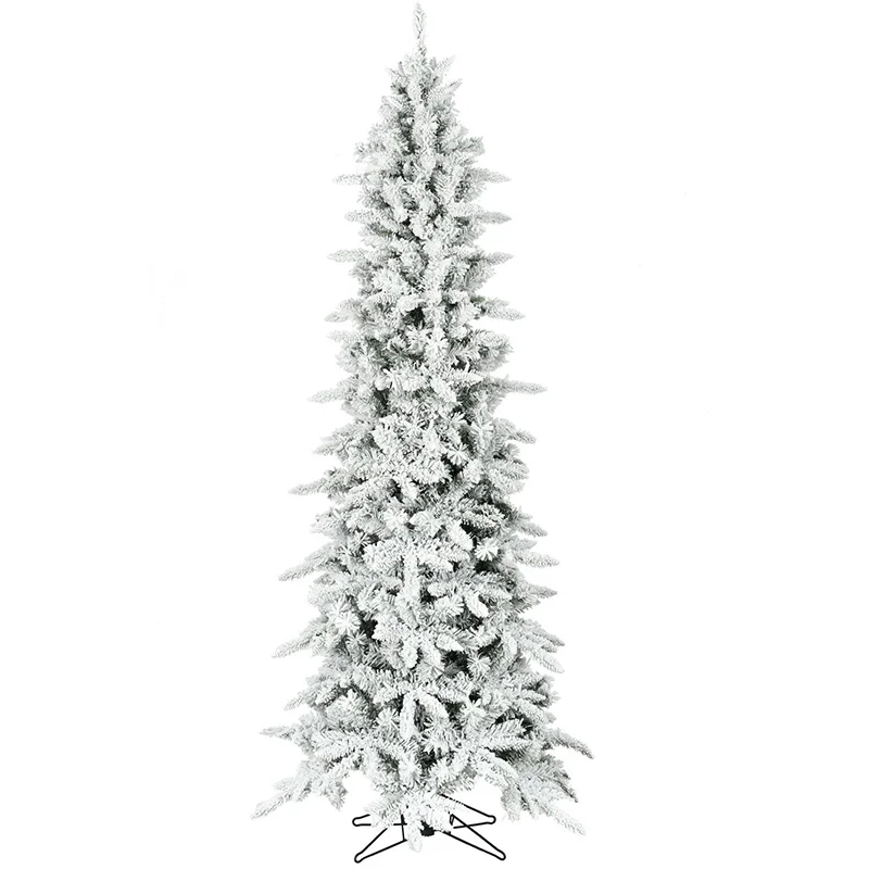 Christmas-Time-White-6-5ft-Pine-Slim-Snowy-Christmas-Tree-without-Lights