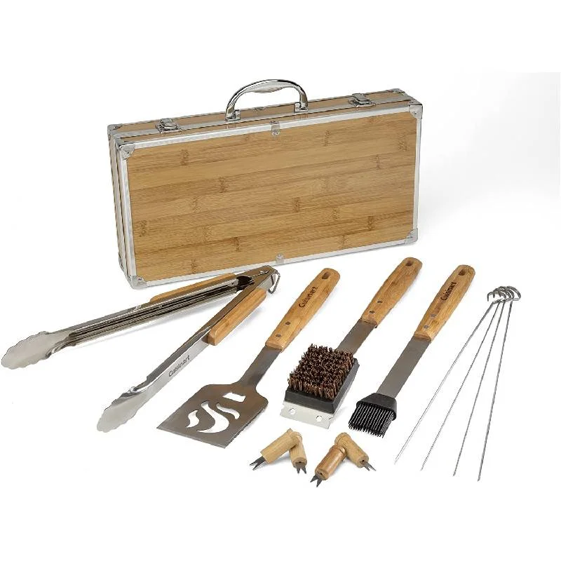 Cuisinart-13-Piece-Bamboo-BBQ-Grilling-Tool-Set