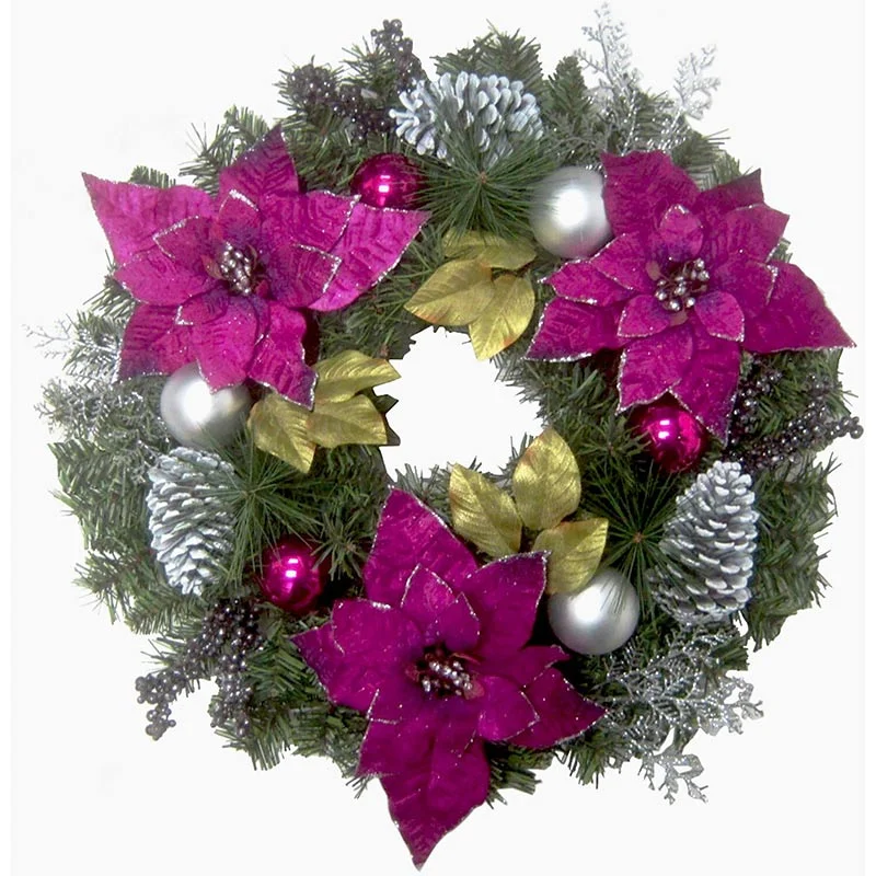 Fraser-Hill-Farm-24inc-Velvet-Poinsettia-Christmas-Wreath