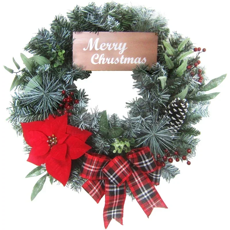 Fraser-Hill-Farm-24inc-Wreath-with-Poinsettia-Bloom-Bow-Merry-Christmas-Sign