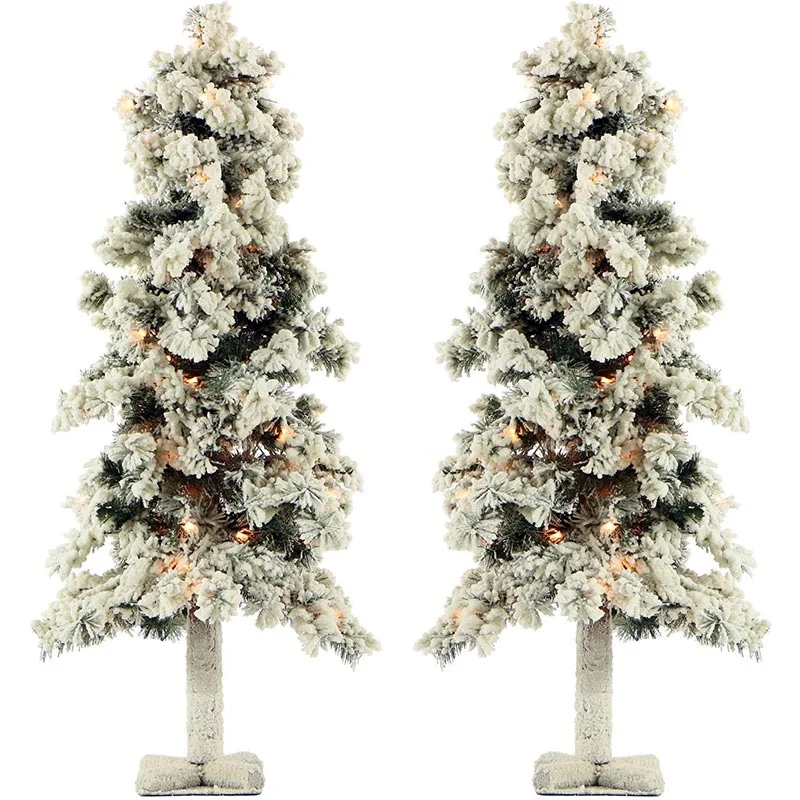 Fraser-Hill-Farm-3ft-Snowy-Alpine-Christmas-Tree-Set-with-Clear-Lights