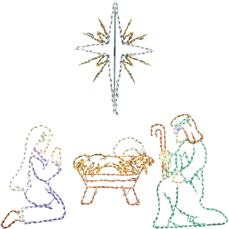 Fraser-Hill-Farm-4-piece-Nativity-Multi-colored-LED-Lights-Set