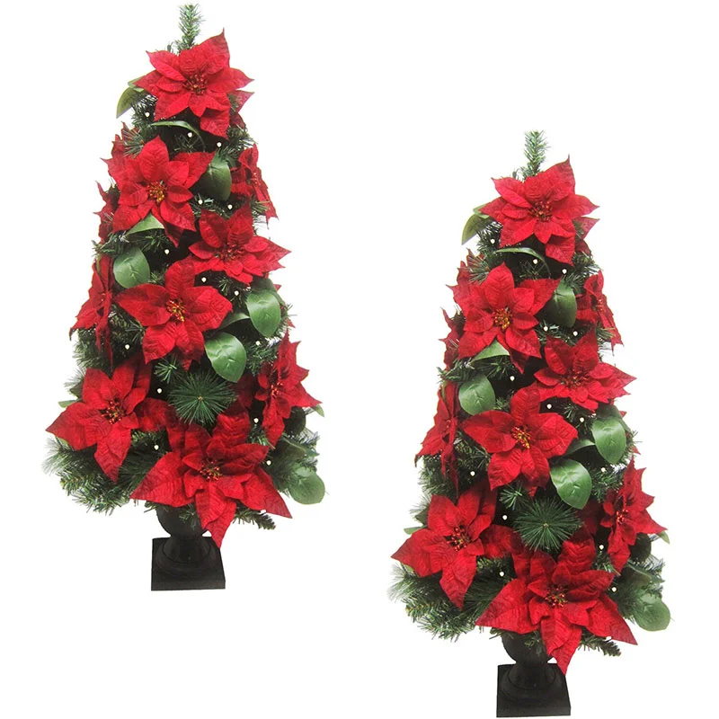 Fraser-Hill-Farm-4ft-Potted-Red-Velvet-Poinsettia-Christmas-Tree-with-LED-Set