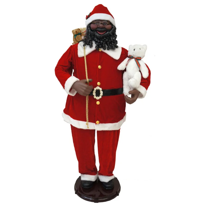 Fraser-Hill-Farm-58-African-American-Santa-Grey-Bear-with-Toy-Sack-and-Teddy-Bear-1