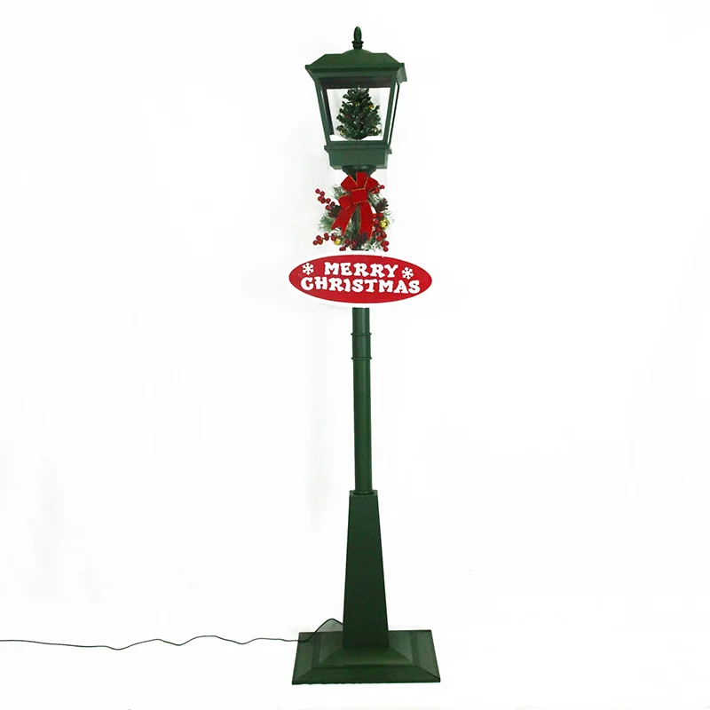 Fraser-Hill-Farm-71inc-Green-Square-Street-Lamp-Snowy-Tree