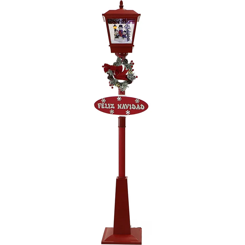 Fraser-Hill-Farm-71inc-Square-Street-Lamp-with-Snowy-Snowman-Let-It-Snow-Feliz-Navidad