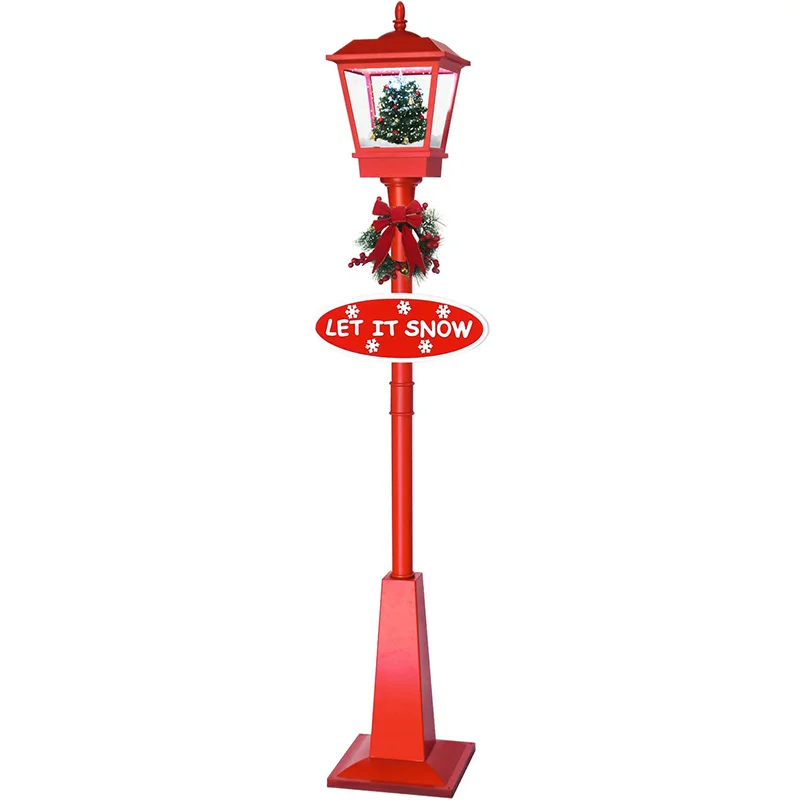 Fraser-Hill-Farm-71inc-Square-Street-Lamp-with-Snowy-Tree