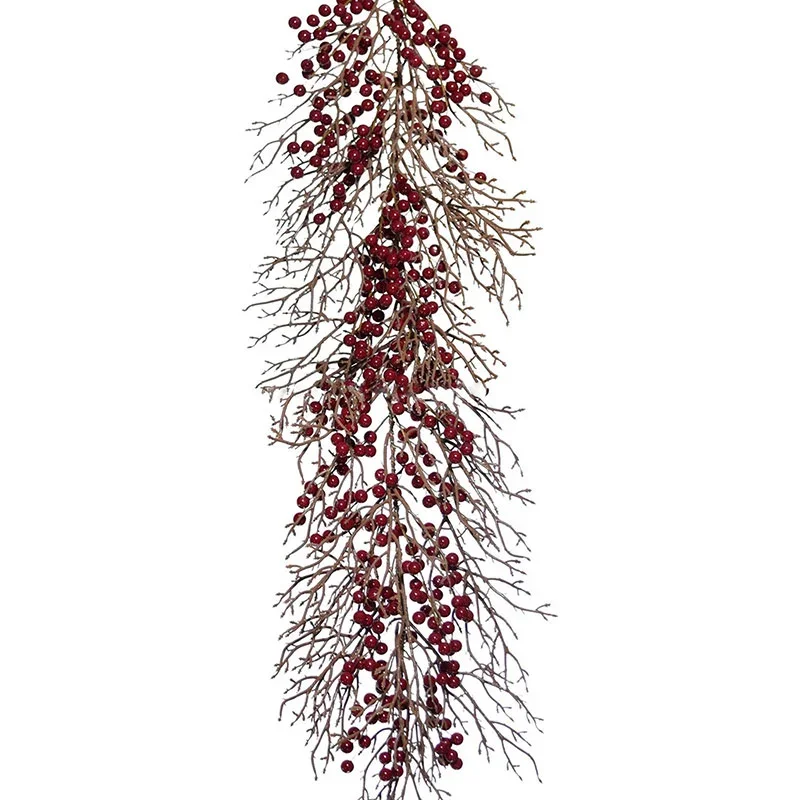 Fraser-Hill-Farm-9ft-Red-Berry-Christmas-Garland-without-Lights