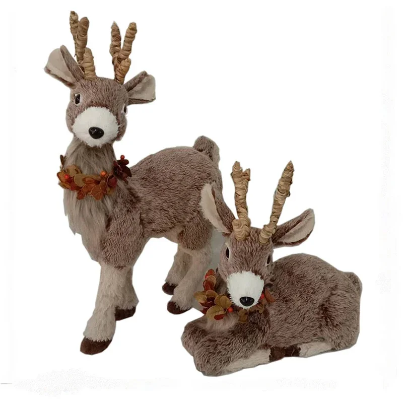 Fraser-Hill-Farm-Plush-Deer-with-Leaf-Collars-Figurine-Set