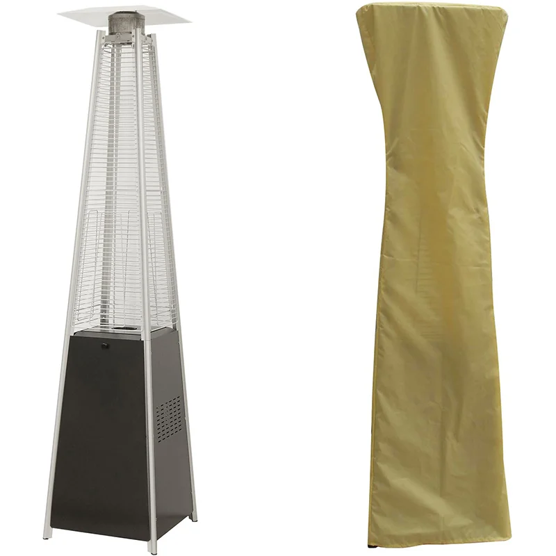 Hanover-7ft-Tall-42000-BTU-Black-Pyramid-Flame-Glass-Propane-Patio-Heater-with-Cover-Combo2