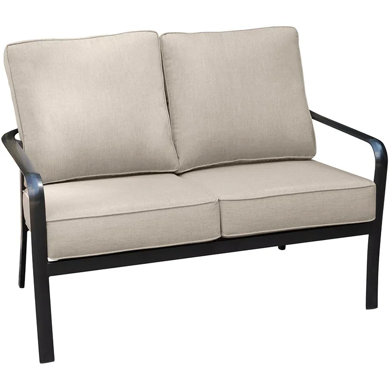 Hanover-Cortino-Commercial-Gunmetal-Sunbrella-Cushioned-Loveseat